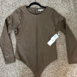 NWT Good American faux leather bodysuit
